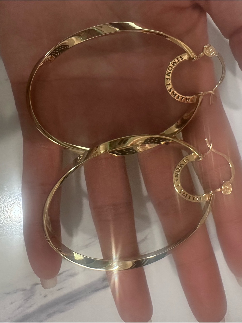 Gold Loop Drop Earrings - Picture 2 of 3